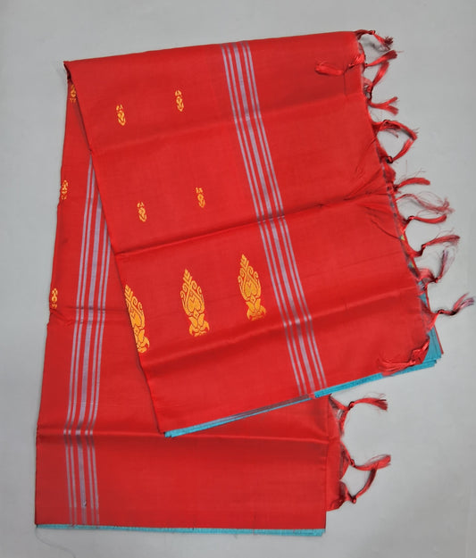 Sky Blue Hand Woven Banana Silk Saree
