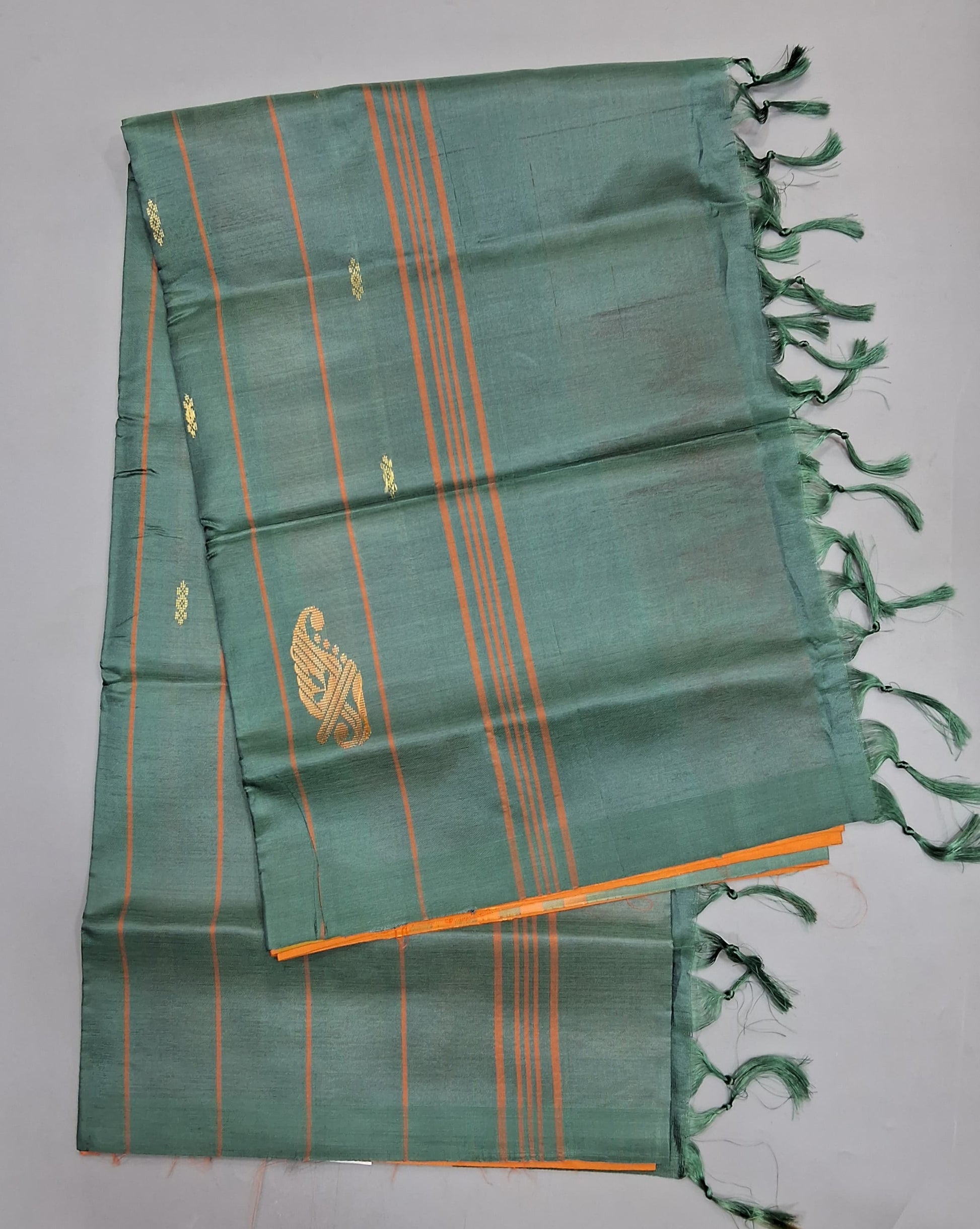Dark Orange Hand Woven Banana Silk Saree