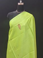Bright Green Handwoven Banana Silk Saree 1