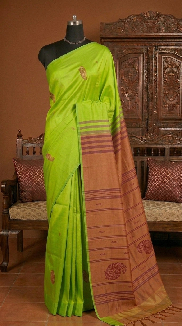 Bright Green Handwoven Banana Silk