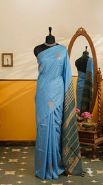 Sky Blue Handwoven Banana Silk Saree 