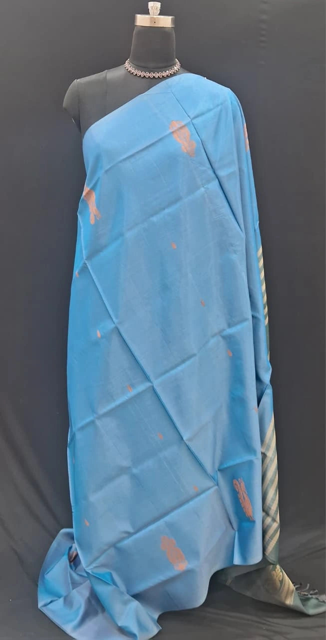 Sky Blue Handwoven Banana Silk Saree 