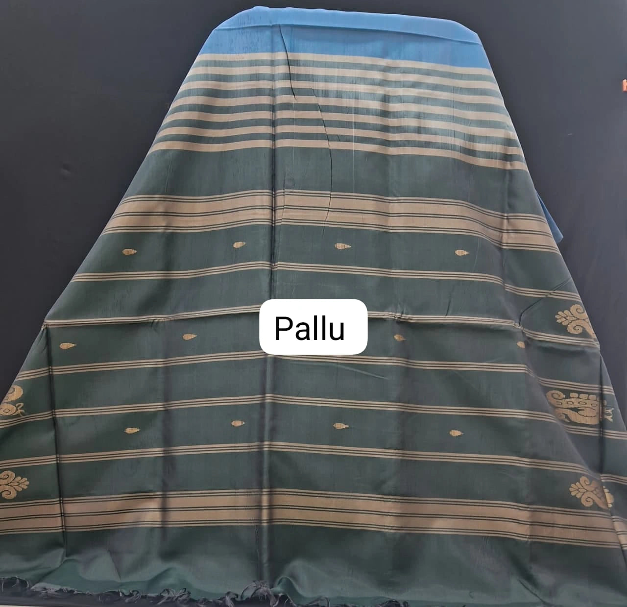 Sky Blue Handwoven Banana Silk Saree pallu