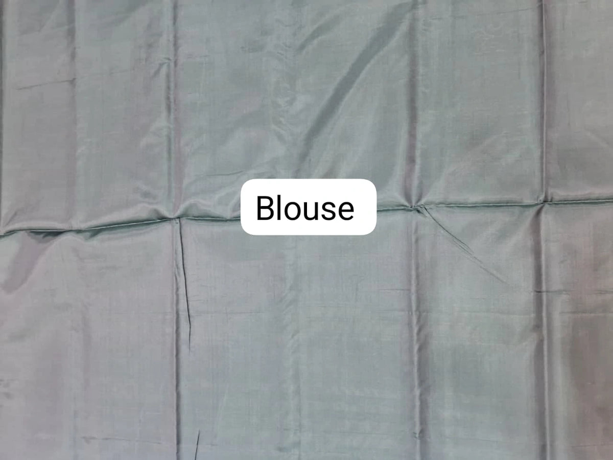 Sky Blue Handwoven Banana Silk Saree blouse