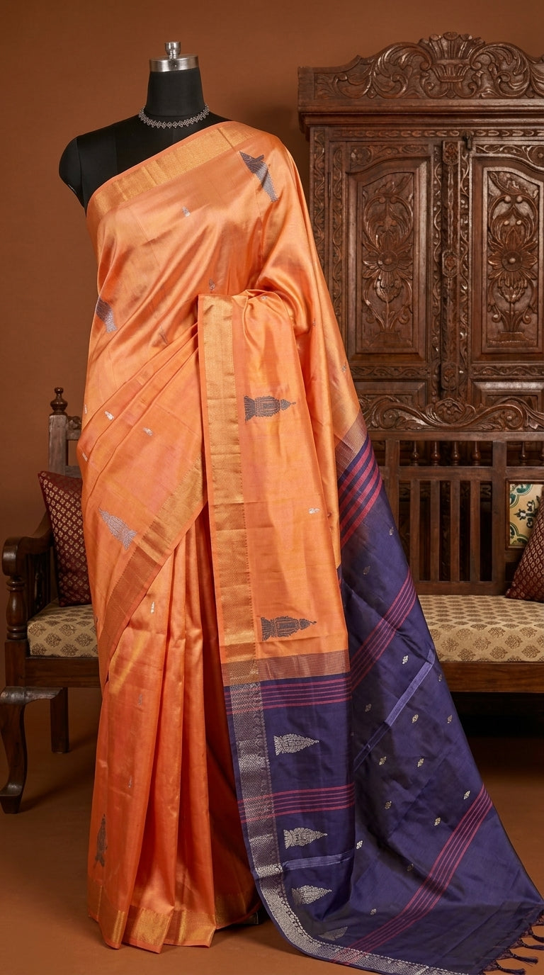 Pale Orange Handwoven Banana Silk