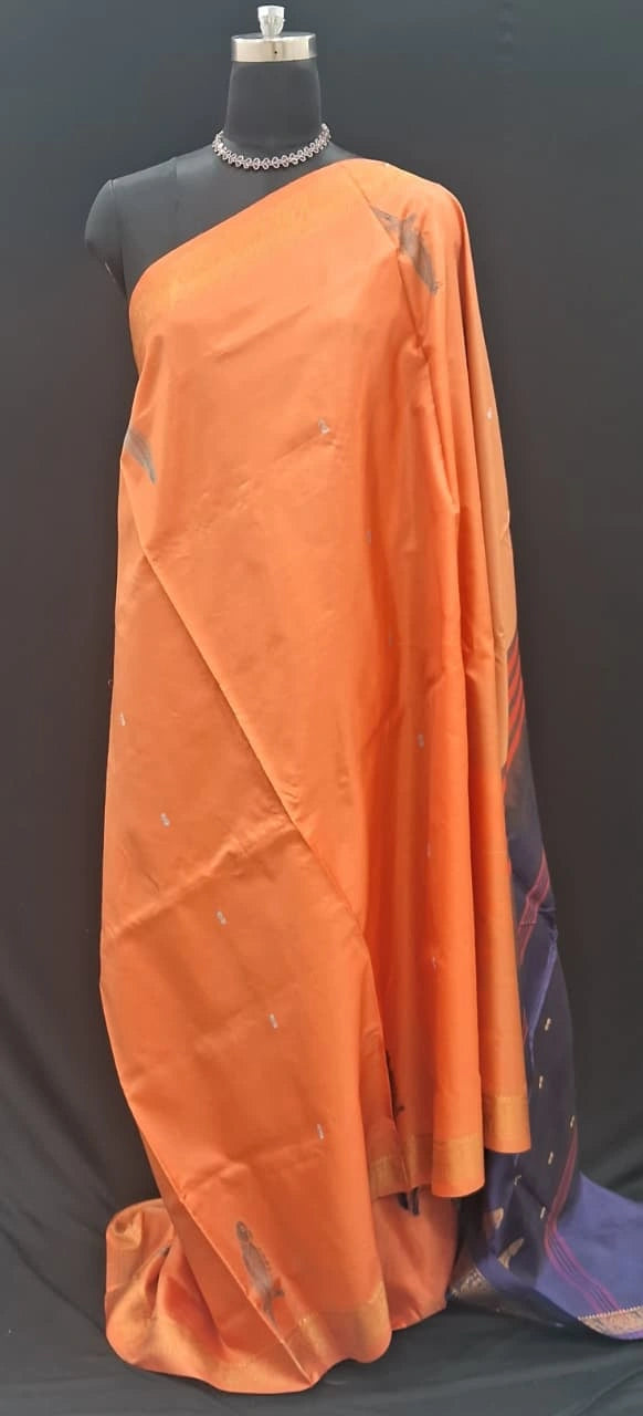 Pale Orange Handwoven Banana Silk Saree 