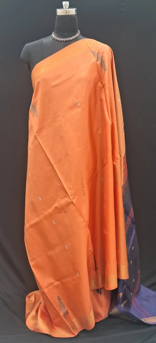 Pale Orange Handwoven Banana Silk Saree 