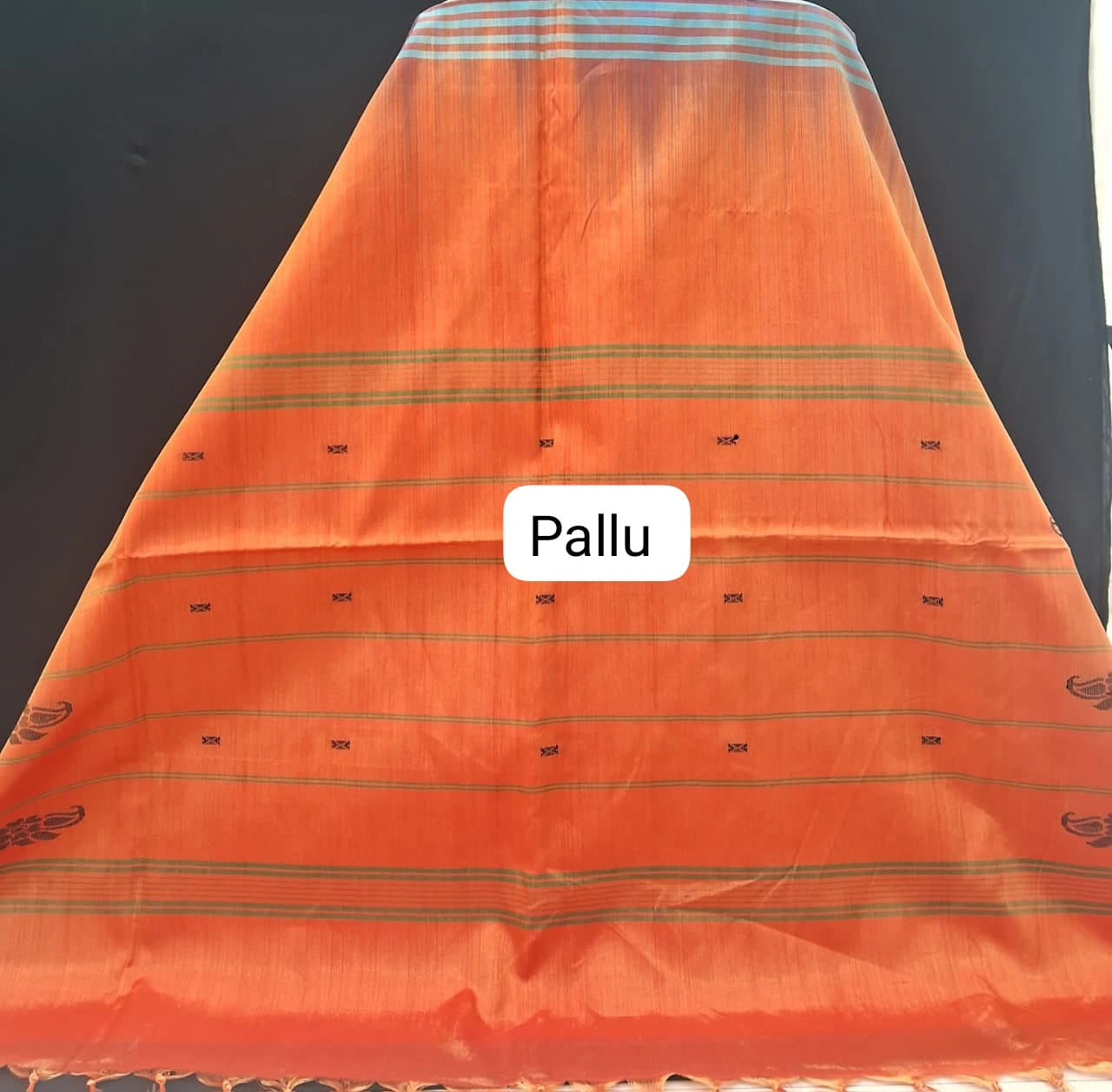 Electric Blue Handwoven Banana Silk Saree pallu