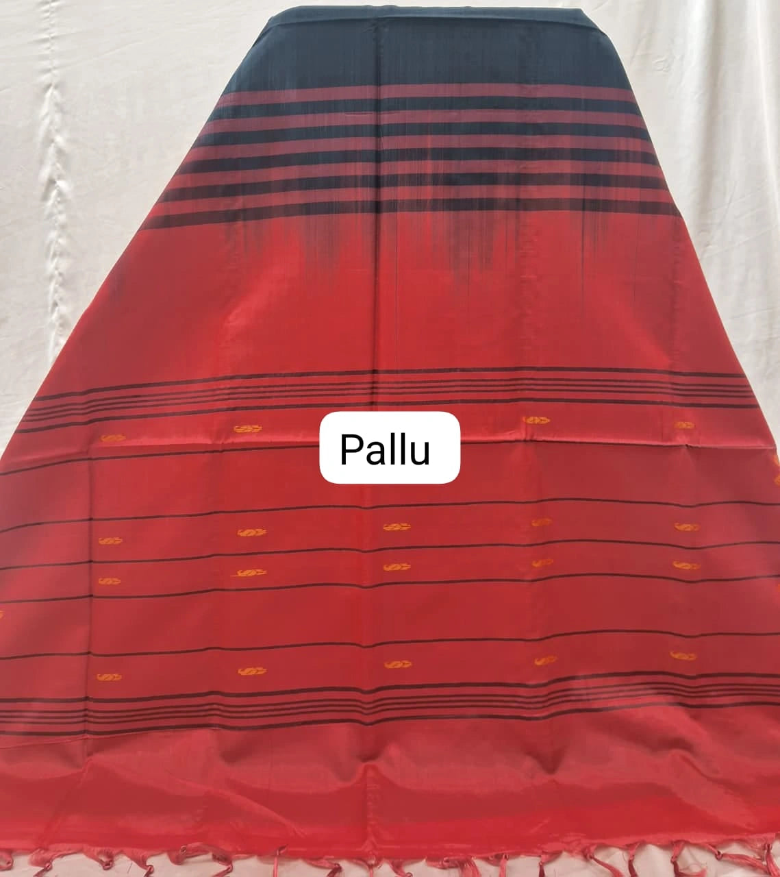 Deep Navy Blue Handwoven Banana Silk Saree pallu