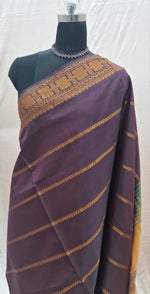 Dark Chocolate Brown Handwoven Banana Silk Saree 1