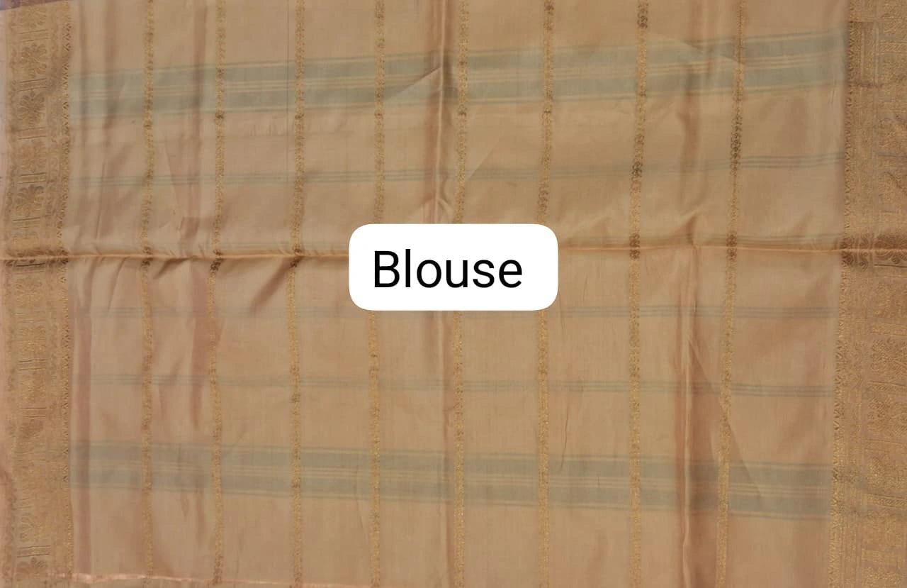 Dark Chocolate Brown Handwoven Banana Silk Saree blouse