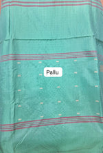 Reddish-pink handwoven banana silk saree pallu