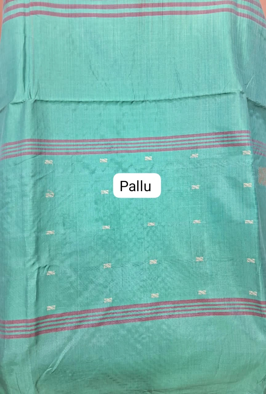 Reddish-pink handwoven banana silk saree pallu