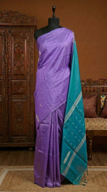 Rich purple handwoven banana silk saree 