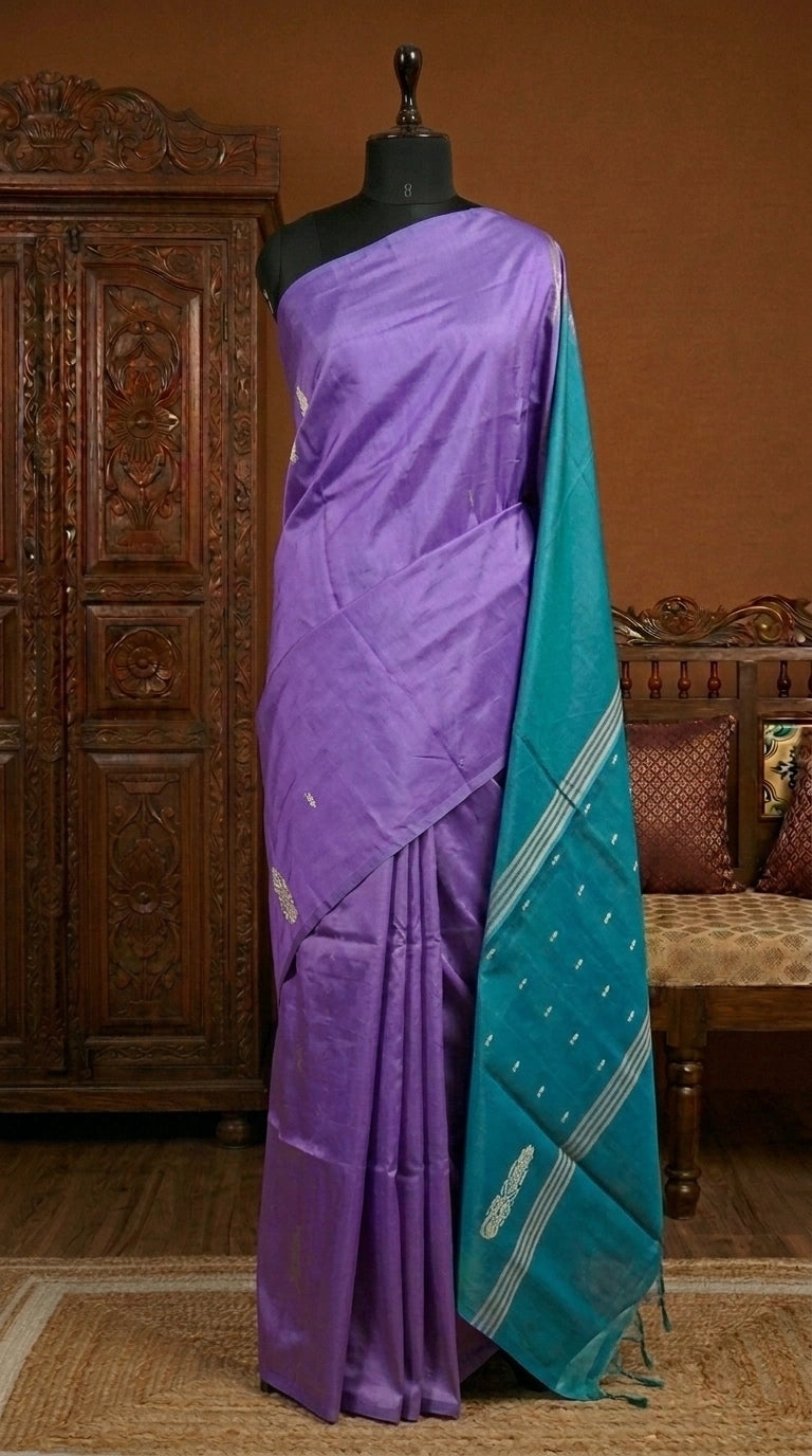 Rich purple handwoven banana silk saree 