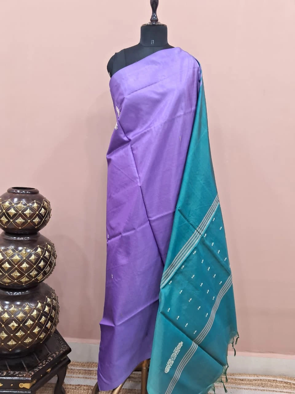 Rich purple handwoven banana silk saree 