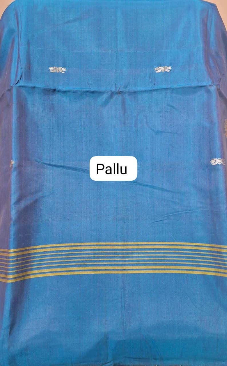 Light yellow handwoven banana silk saree pallu
