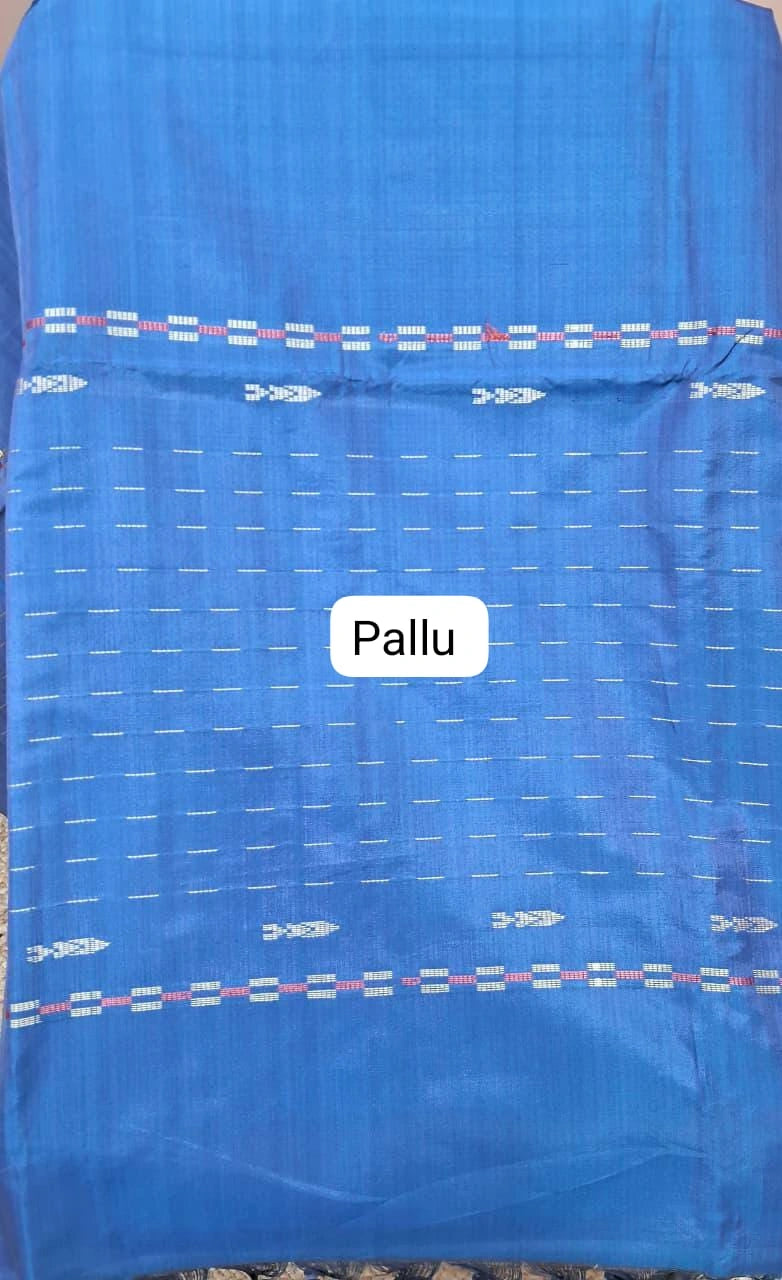 An orange handwoven banana silk saree pallu