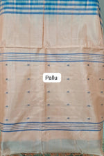 Royal blue handwoven banana silk saree pallu