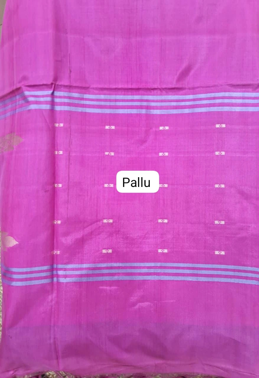 Dark elephant grey handwoven banana silk saree pallu