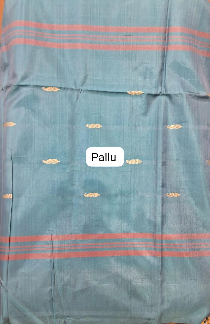 Dark orange handwoven banana silk saree pallu