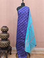 Navy blue handwoven banana silk saree 