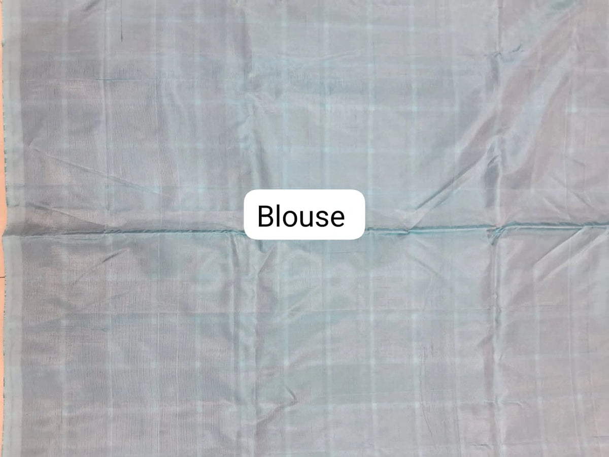 Navy blue handwoven banana silk saree blouse