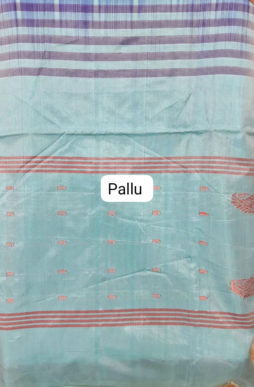 Navy blue handwoven banana silk saree pallu