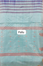 Navy blue handwoven banana silk saree pallu