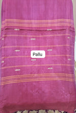 Dark blue handwoven banana silk saree pallu