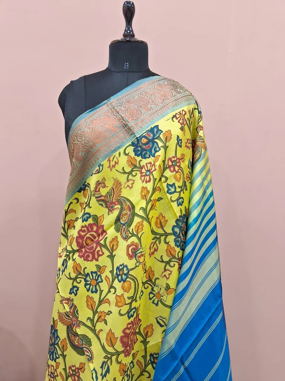 Light yellow handwoven banana silk saree 