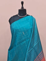 Ocean Blue handwoven banana silk saree 1