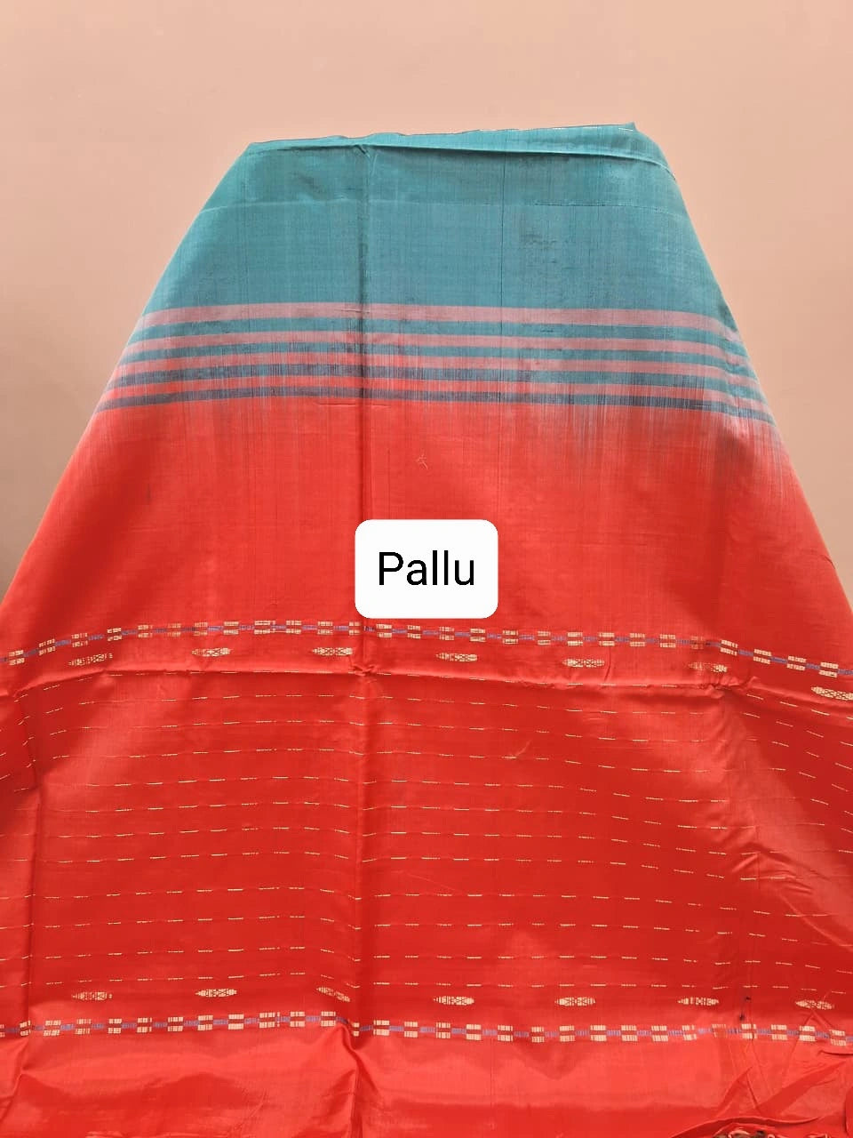 Ocean Blue handwoven banana silk saree Pallu