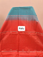 Ocean Blue handwoven banana silk saree Pallu