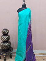 Seafoam green hand-woven banana silk saree