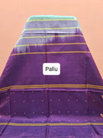 Seafoam green hand-woven banana silk saree Pallu
