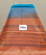 Happy blue handwoven banana silk saree Pallu