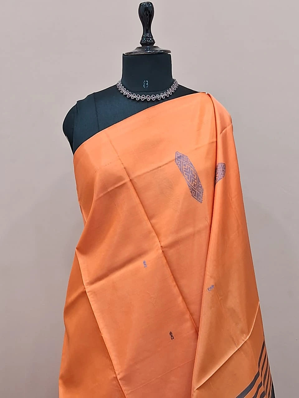 Orange handwoven banana silk saree  1