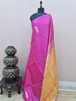 Rani pink handwoven banana silk saree