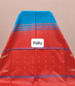 Elegant blue handwoven banana silk saree Pallu