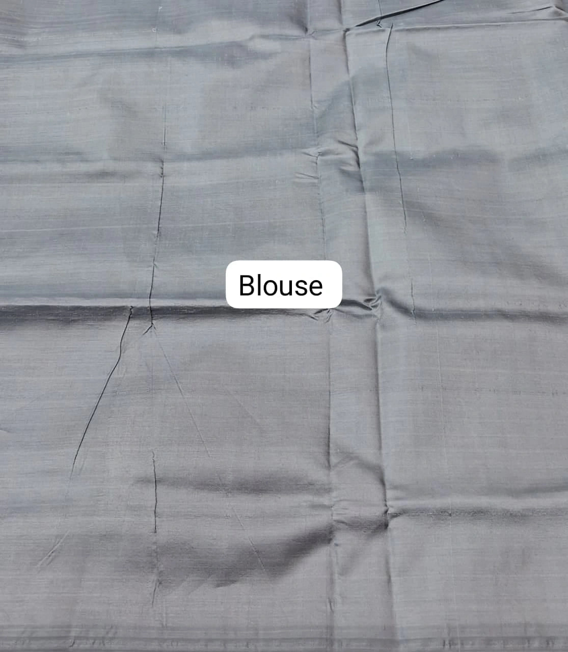 Metal Grey Handwoven Plain Banana Silk Saree Blouse