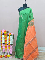 Parrot Green Handwoven Banana Silk Saree