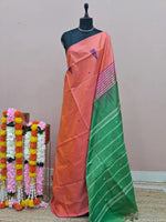 Dark Peach Handwoven Banana Silk Saree