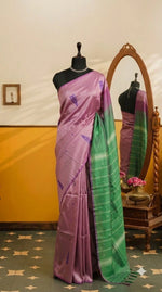 Baby Pink Handwoven Banana Silk Saree 