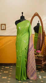 Leaf Green Handwoven Banana Silk Saree