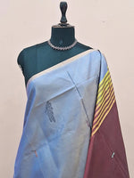 Dark Metal Grey Handwoven Banana Silk Saree 1