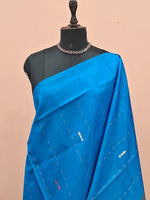 Caribbean Blue Handwoven Banana Silk Saree 1