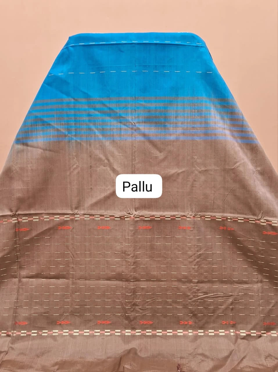 Caribbean Blue Handwoven Banana Silk Saree pallu