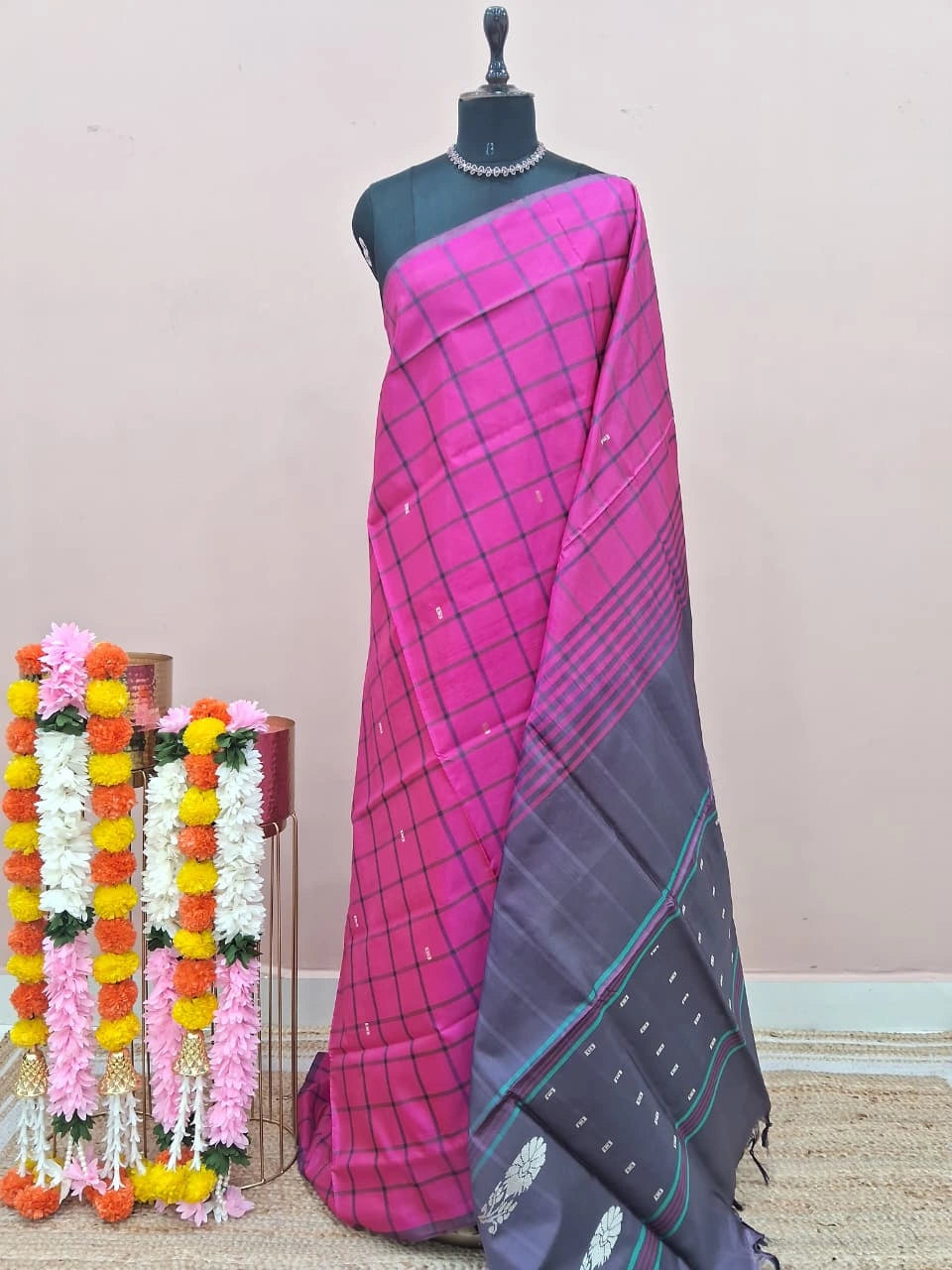 Rani Pink Handwoven Banana Silk Saree
