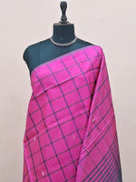 Rani Pink Handwoven Banana Silk Saree 1
